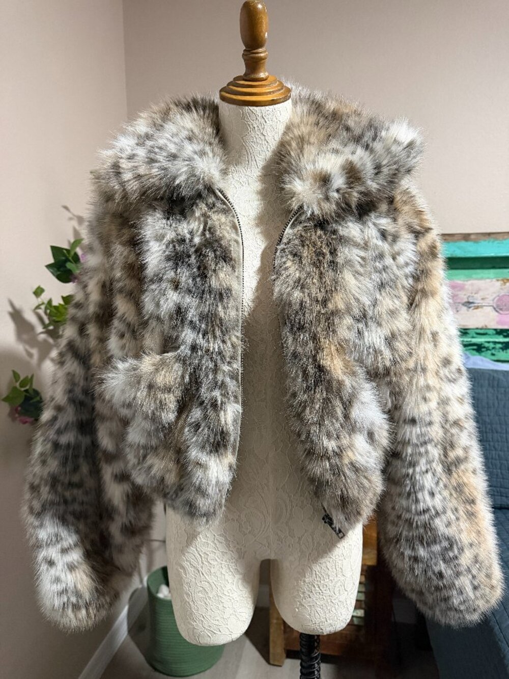 AFRM Bambi Print Faux Fur Jacket NWT - Size S